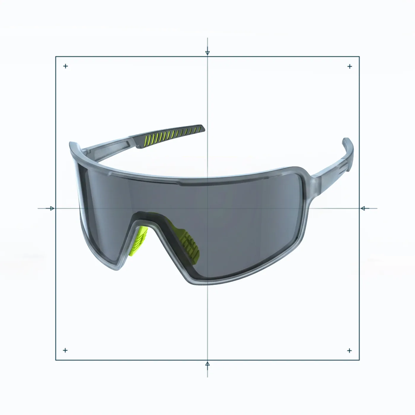 Gafas de sol deportivas envolventes en gris y verde