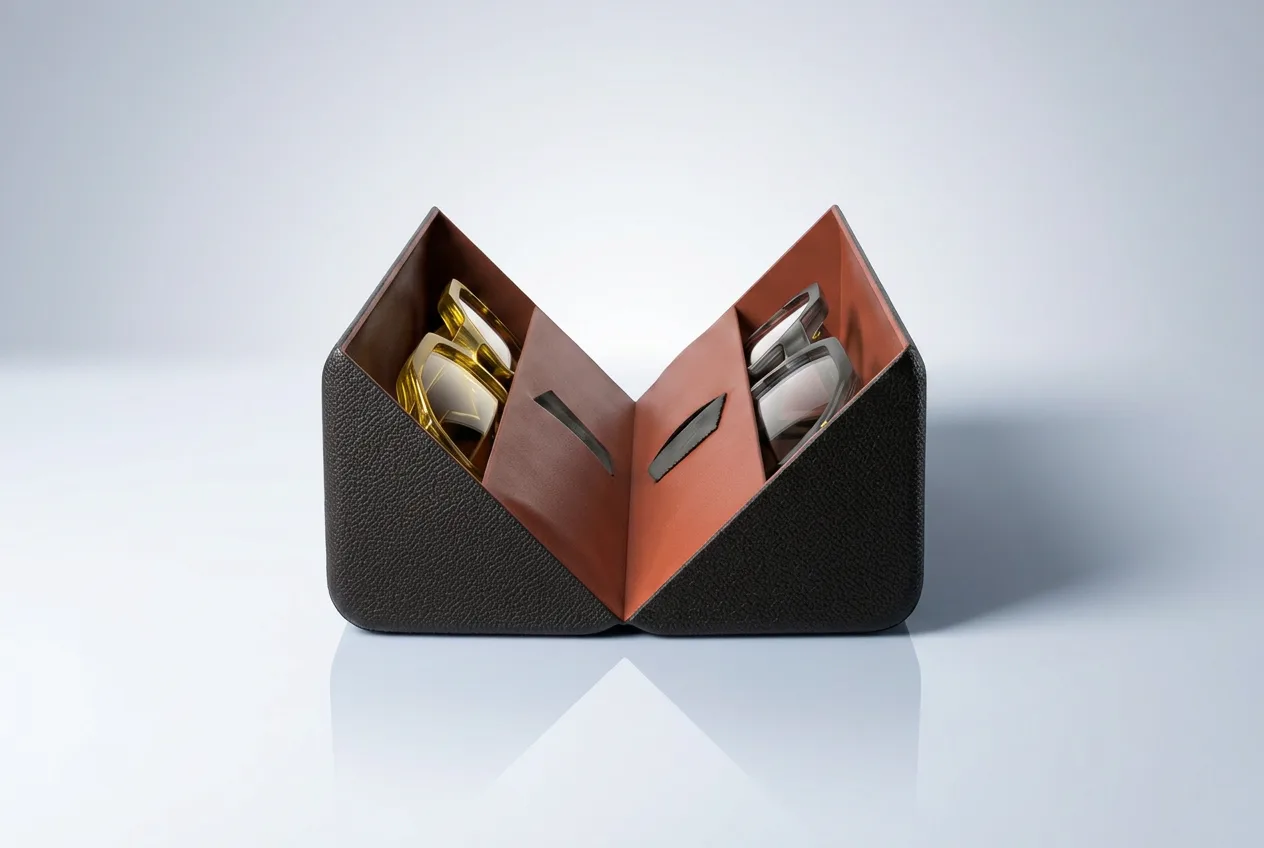 Folded protective case with contrasting interior panels