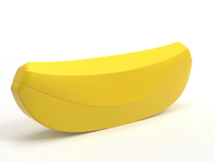 Studio 3D in prospettiva del Banana Case giallo sfaccettato