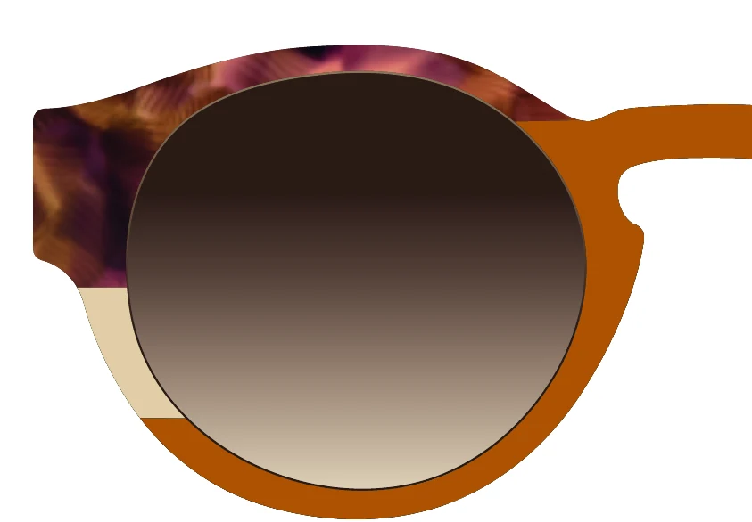 Cropped acetate colour proposal showing part of the JULES lens rim: a contrasting segment