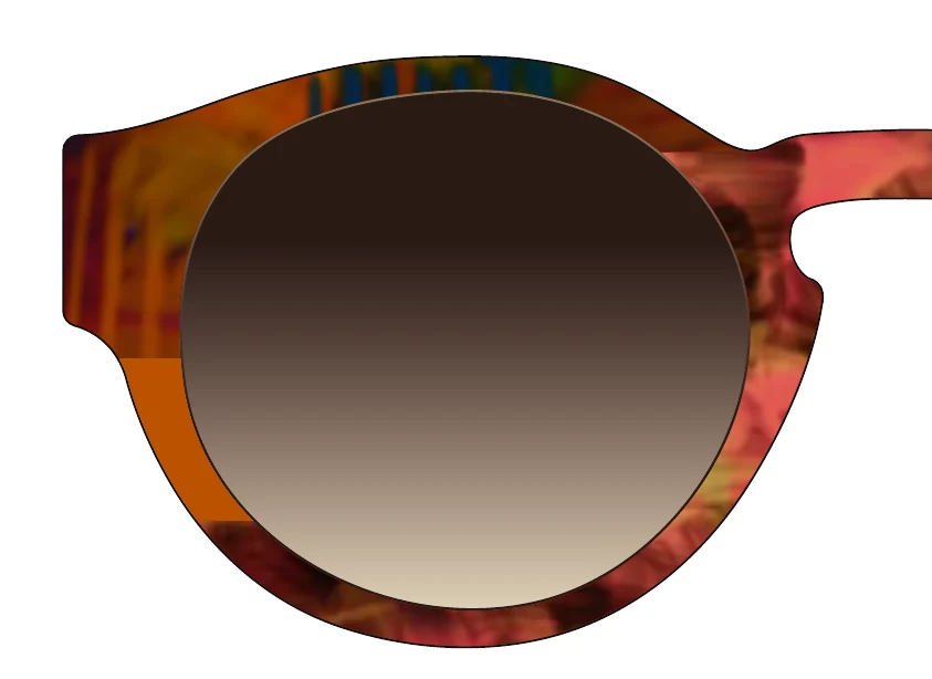 Cropped acetate colour proposal showing part of the JULES lens rim: colour across the outline