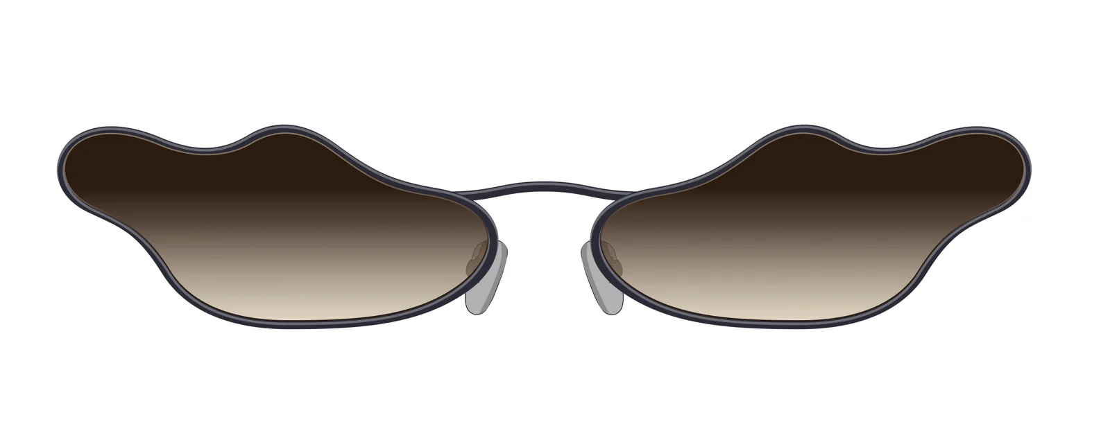 Developed front-view illustration of the organic sunglasses with brown gradient lenses