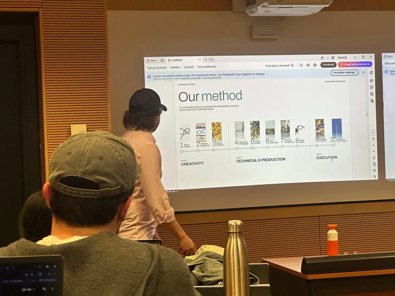 Lucas Milossi presenting the MILOSSI method, from design and engineering to production and delivery
